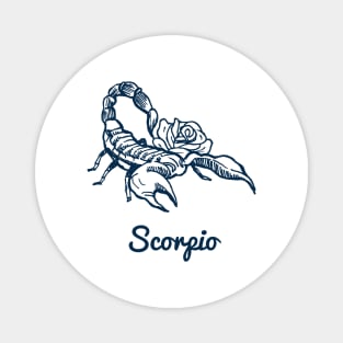 Scorpio Zodiac Horoscope with Scorpion with Flower Sign and Name Magnet